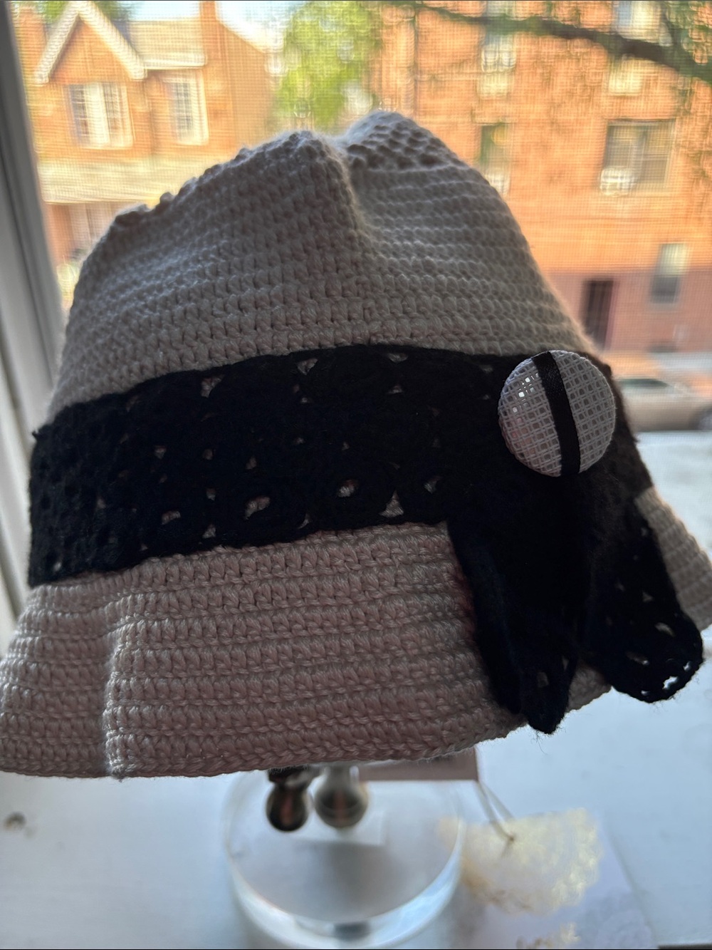 New Risto Bimbiloski White Crochet Cloche Cotton Hat